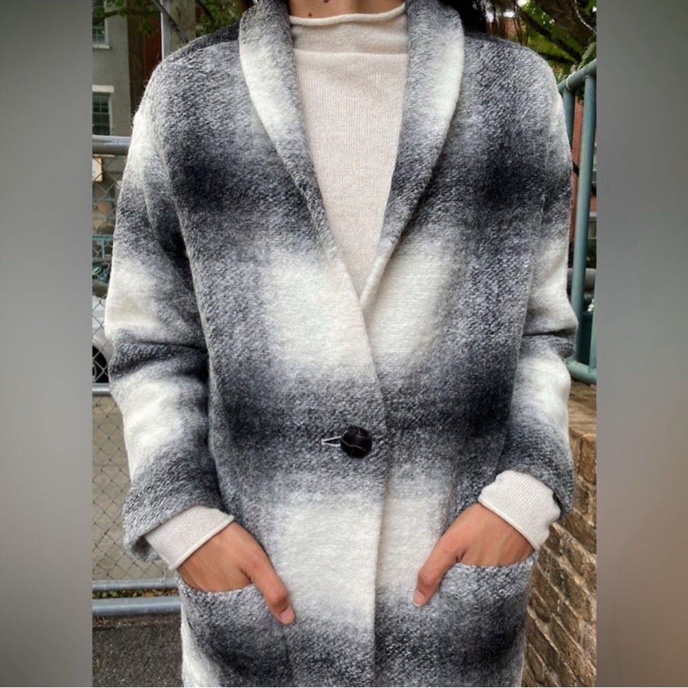 Wilfred Free Gray and Cream Wool Blend Coat